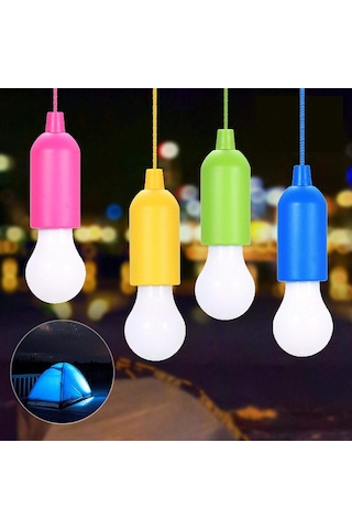 4 Adet Çekme Anahtarlı Taşınabilir Led Kamp Lambası Seti Beyaz Led Ampuller Dekoratif Mobil Işıklar Pil İle Çalışır