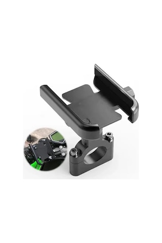 9016408388061 - Honda Pcx İçin Tam Uyumlu Aluminyum Darbe Emici Motosiklet İçin Telefon Tutucu Motor Siyah
