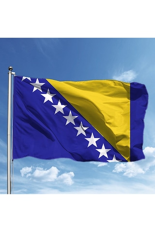 Bosna Hersek Milli Gönder Bayrağı 70X150CM Raşel Dijital Baskı