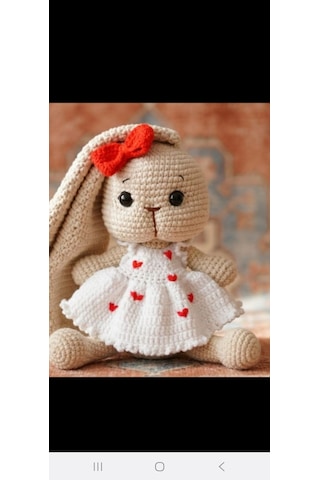 Amigurumi Uzun Kulaklı Tavşan Kırmızı - Beyaz