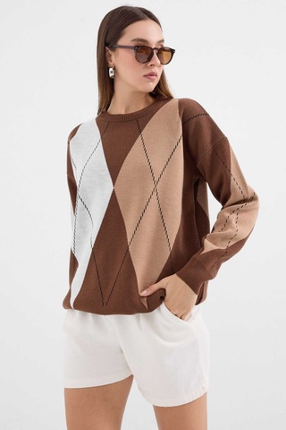 Gabria Baklava Desen Kazak Kahverengi