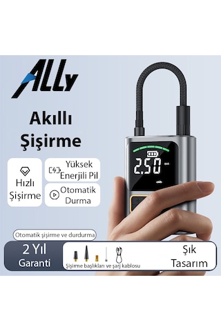 Ally St-5528 Dijital Basınç Göstergeli Oto Lastik Şişirme Pompası Hava Kompresörü