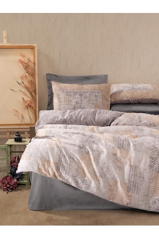 Cotton Box Saten Çift Kişilik Nevresim Takımı Amentes Gri