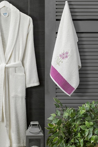 Eponj Home Bornoz - Nakışlı Havlu Seti Cora Bayan Krem L/xl+45x85cm Krem Bayan