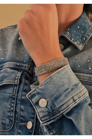 Kordon Çelik Zincir Örme 8 Sıralı El Yapımı Silver Renk Bohem Bileklik Gümüş