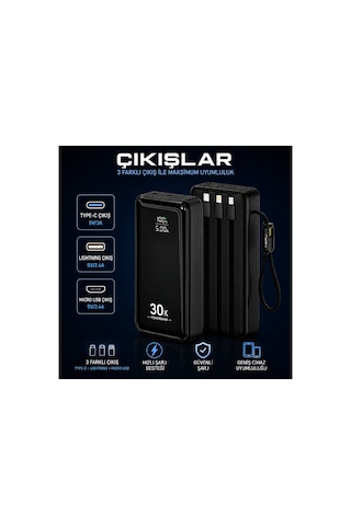 Hepu Hp-ap10 Armor 30.000 Mah 22.5w Hızlı Şarj Entegre Kablolu Powerbank