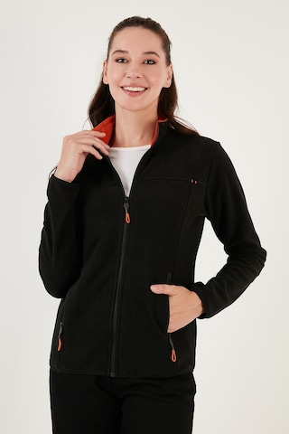 Lela Slim Fit Anti-Pilling Tüylenme Yapmayan Fermuarlı Cepli  Hırka Bayan Polar 5907002 Siyah