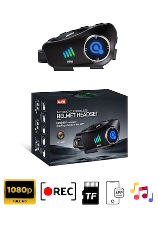 Q28 Motosiklet Kask Bluetooth Kulaklık 1080p Kamera Interkom Kula