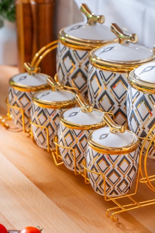 Acar Vapor 8 Parça Baharat Kavanoz Seti Gold - Siyah