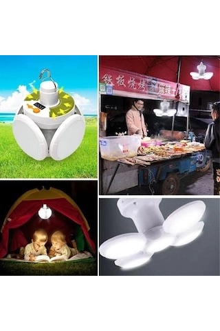5 Led'li 3 Farklı Işık Modlu Açılıp Kapanabilir Led Kanatlı Güneş Enerjili Solar Aydınlatma Asılabilir Kamp Feneri