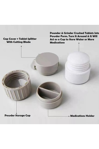 Mufunye 4 Lü İlaç Seti: Kesici, Saklama, Öğütücü Ve Bardak İle Pratik Kullanım