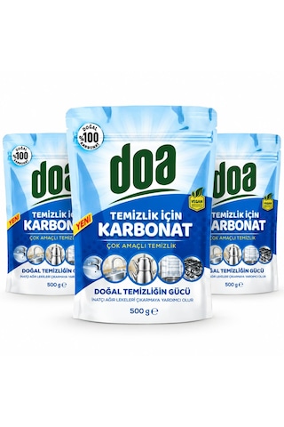 Doa Temizlik İçin Karbonat 1500 Gr Çok Amaçlı Temizlik Karbonatı Ev, Mutfak, Banyo Ve Yüzey Temizliği 3'lü Set