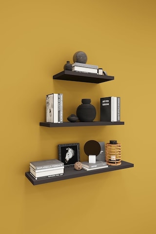 Asra Trend Modern 3'lü Uçan Raf Çok Amaçlı Duvar Rafı Organizer%100 Mdf Kitaplık Mutfak Banyo Rafı Drf-05 Koyu G Genel