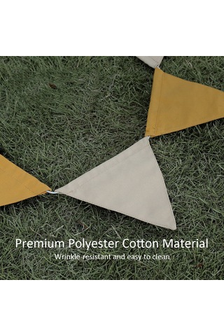 Dofolink 10'lu Poliester Pamuk Kamp Bayrağı - Sarı & Kaki Renkli, 6.2m Teli, 18x16.5cm Büyüklük Çok Renkli