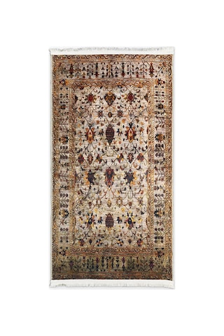 Bej Vintage Halı Etnik Desen Saçaklı Bambu Kumaş Salon Halısı Bej Vintage Halı Etnik Desen Saçaklı Bambu Kumaş Salon Halısı