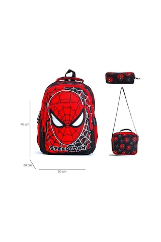 Master Pack Örümcek Adam Siyah Beslenmeli Kalemlikli Okul Çanta S