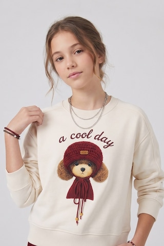 Minipomes 9-14 Yaş Kız Çocuk Cool Day Dog Üç İplik Sweatshirt Krem