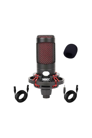 Midex CXN - 30 Paket - 4 Stüdyo Ses Kartlı Condenser Mikrofon Stand Seti