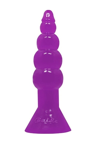 Hızlı Express Baile Boğumlu 17 CM Silikon Anal Plug Vantuzlu Anal Tıkaç Mor Dildo