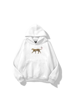 Tarzsokak Kadın Leopar Kuyruk Kurdele Sweatshirt Beyaz