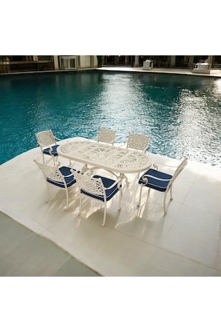 Helen 6 Kişilik Döküm Masa Takımı Rehome Beyaz