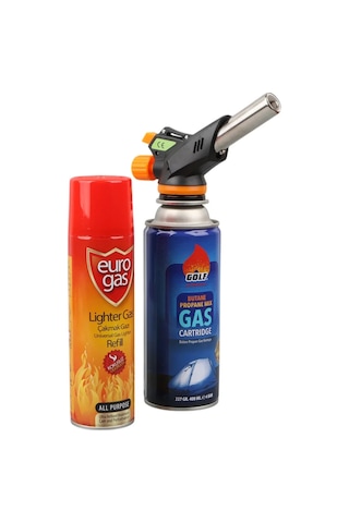 3 Parça Profesyonel Pürmüz Seti Pürmüz Torch Çakmak Başlık- Kamp Gazı 400ml- Çakmak Gazı 270 5365 Çok Renkli
