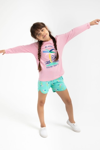 Rolypoly Feeling Tropical Pembe Kız Çocuk Uzun Kol Şort Takım 5274-29394 Pembe