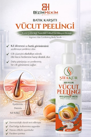 Şifakür Batık Karşıtı Vücut Peelingi 100 Ml Kıl Dönmesi, Pürüzlü Cilt Ve Özel Bölge Bakımı
