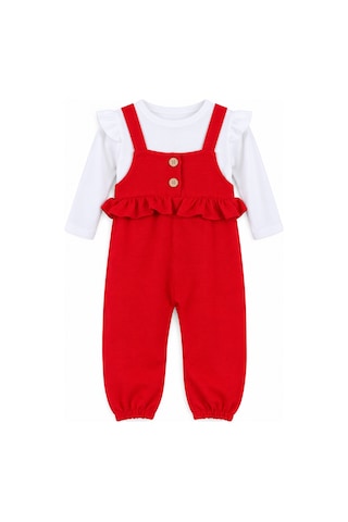 Babyhola Kız Bebek Çocuk Salopet Badi Takım 2338 Kırmızı