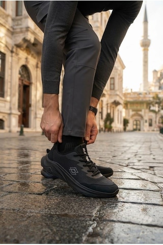 Scooter M2011 Rahat Deri Tekstil Sneaker Erkek Ayakkabı Siyah