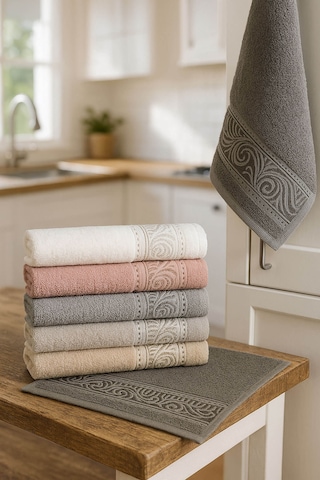 6'lı Mutfak Havlusu Seti 30x50 Cm %100 Pamuklu Derya Çok Renkli