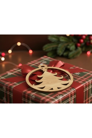 10 Parça Ahşap Yılbaşı Ağacı Süs Seti Ortalama 6-8 Cm Noel Ağacı Süsü