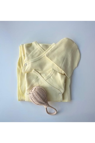 Key Kıds Sarı Fitilli Organik Modal 5'li Hastane Çıkışı Seti Newborn 0-3 A Çok Renkli