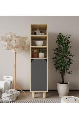 Parma 1 Kapaklı Mutfak Dolap, Kahve Köşesi, Çok Amaçlı Dolap Safir Meşe-antrasit