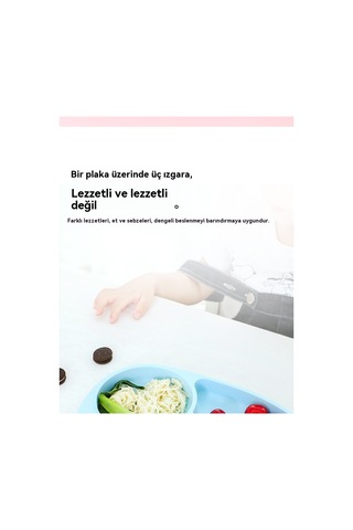 Çocuk Dört Parçalı Silikon Yemek Tabağı Seti-oxford Gri Açık Gri