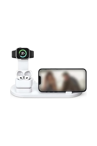 Kama 4'ü 1 Arada Kablosuz Hızlı Şarj İstasyonu: Apple iPhone Uyumlu 15-12 Pro Max, Apple Watch, Apple AirPods Ve Android Telefonlar İçin Hızlı Şarj, Zahmetsiz Şarj Deneyimi Çok Renkli