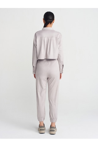 Dilvin 71594 Manşetli Jogger Süet Pantolon Gri