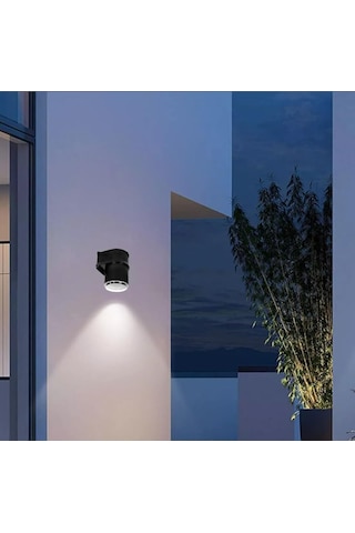 Tekli Çağlayan Aplik Ip54 Dış Mekan Zita Bahçe Aydınlatma Duvar Apliği + Gu10 Led Ampul Beyaz Işık Çok Renkli