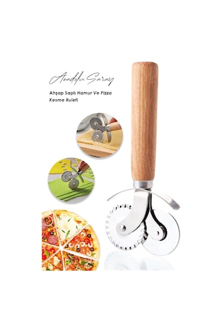 Pratik Ahşap Saplı Hamur Ve Pizza Kesme Ruletii