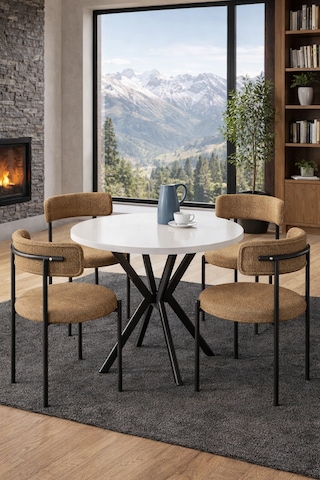 Aris Modern Masa Sandalye Takımı - 4 Kişilik Mutfak Masası Ve Sandalye Seti Cappuccino