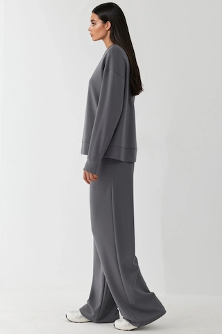 Hiccup Modal Touch Basic Sweatshirt & Geniş Paça Pantolon İkili Takım Koyu Gri