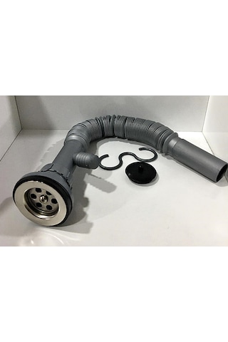 Yapıtaşı YT52 Çift Çıkışlı Körüklü Evye Lavabo Gider sifonu Gri