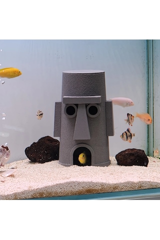 Squidward Balık Yuvası Akvaryum Aksesuarı Sünger Bob Temalı Bal