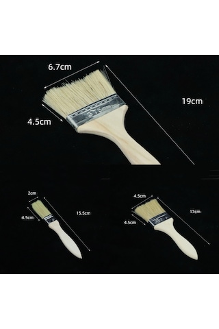 Moveevo Ahşap Saplı, Doğal Tüylü 3'lü Boya Fırçası Seti 20mm, 45mm, 67mm - Ev Tamiri, Yapı Projeleri Ve Sanat Çalışmaları İçin Dayanıklı Kullanim Çok Renkli