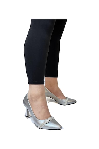 Fiyra 7051 Nml Gümüş Taşlı Kadeh 7cm Topuklu Bayan Stiletto Ayakkabı Gümüş