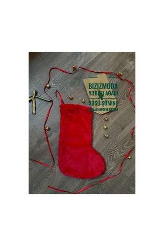 Yılbaşı Çorabı Yılbaşı Süsü Kırmızı Christmas Şömine Çorabı Hediye Kesesi Yılbaşı Ağacı Süsü Çorap