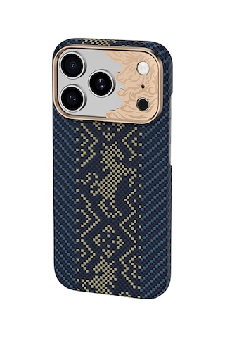 Apple iPhone Uyumlu 17 Pro Kılıf M-safe Şarj Özellikli Karbon Fiber Benks Knight Armorair Kevlar Kapak Lacivert