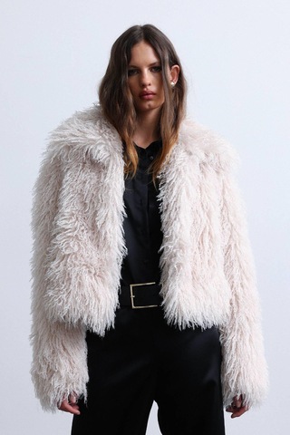 Suud Collection Ekru Suzie Suni Kürk Ceket