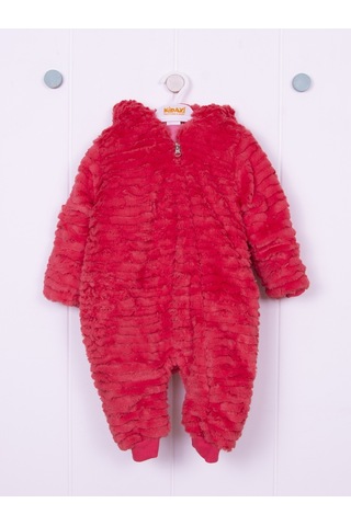 Kidaxi Sevimli Ayıcık Bebek Kırmızı Tulum 3-6/6-9/9-12/18-24 Ay Kırmızı