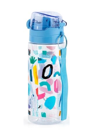 Slazenger Plastik Pipetli Okul Matarası - 500 Ml - Mavi Kapaklı